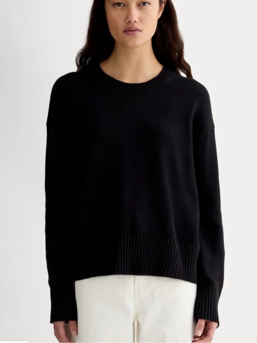 Everlane Women's The Boxy Sweater In‎ Everyday Cotton Black